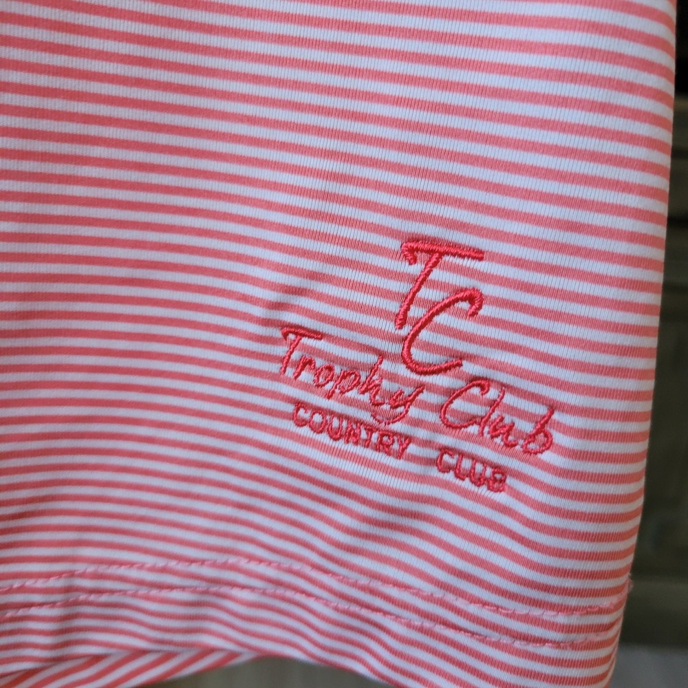 FootJoy Womens Coral White Striped Sleeveless Golf Polo Shirt Trophy Club Medium - Picture 5 of 7
